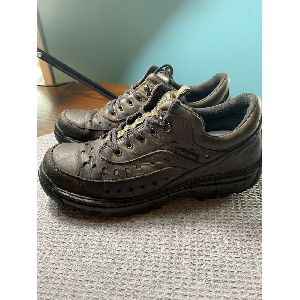 Men’s Timberland Sneakers Size 10.5 M Trek Travel Brown Leather Oxford sku 93
